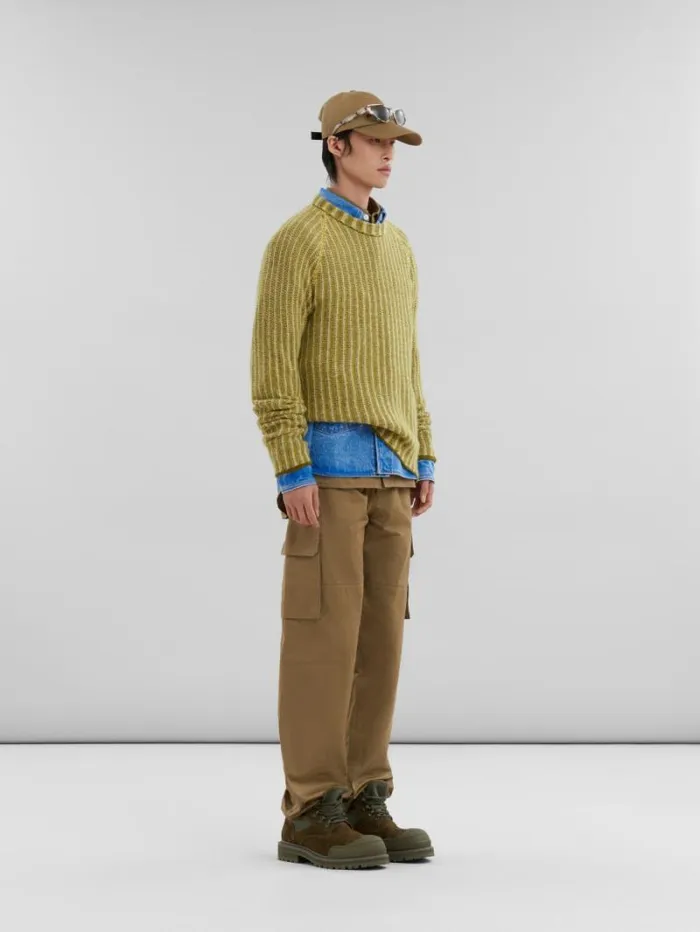 Men Marni Knitwear Green WoolCashmere Jumper With Dgrad Stripes