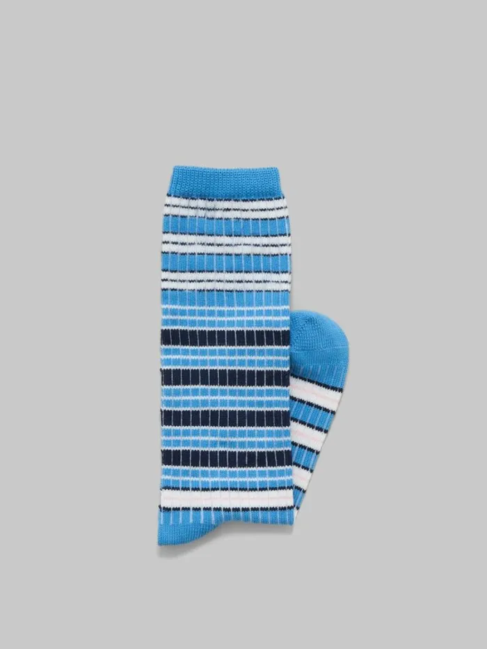 Men Marni Socks Light Blue Striped Cotton Socks