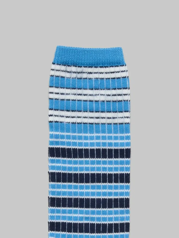 Men Marni Socks Light Blue Striped Cotton Socks