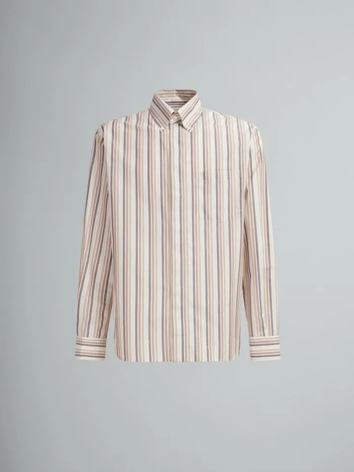 Men Marni Tops and Tshirts Pink Striped Organic Poplin Shirt