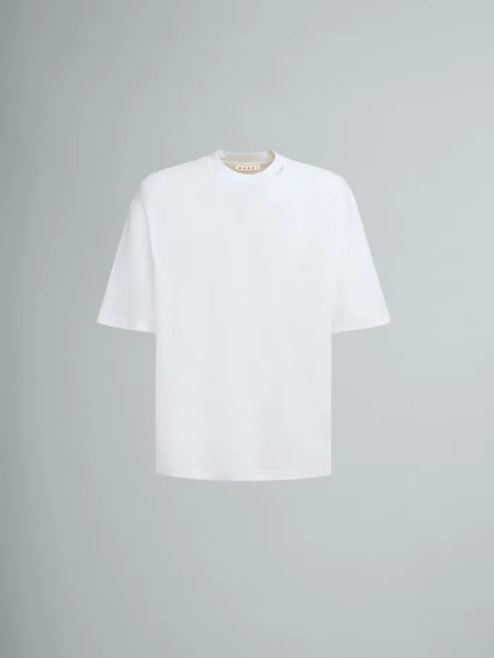 Men Marni Tops and Tshirts White Organic Cotton TShirt With Marni Symbol