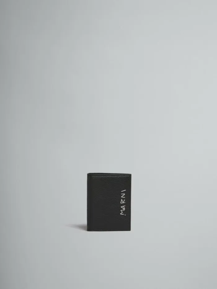 Men Marni Wallets and Small Leather Goods Black Leather Bifold Wallet With Marni Mending Men Marni Wallets and Small Leather Goods Black Leather Bifold Wallet With Marni Mending
