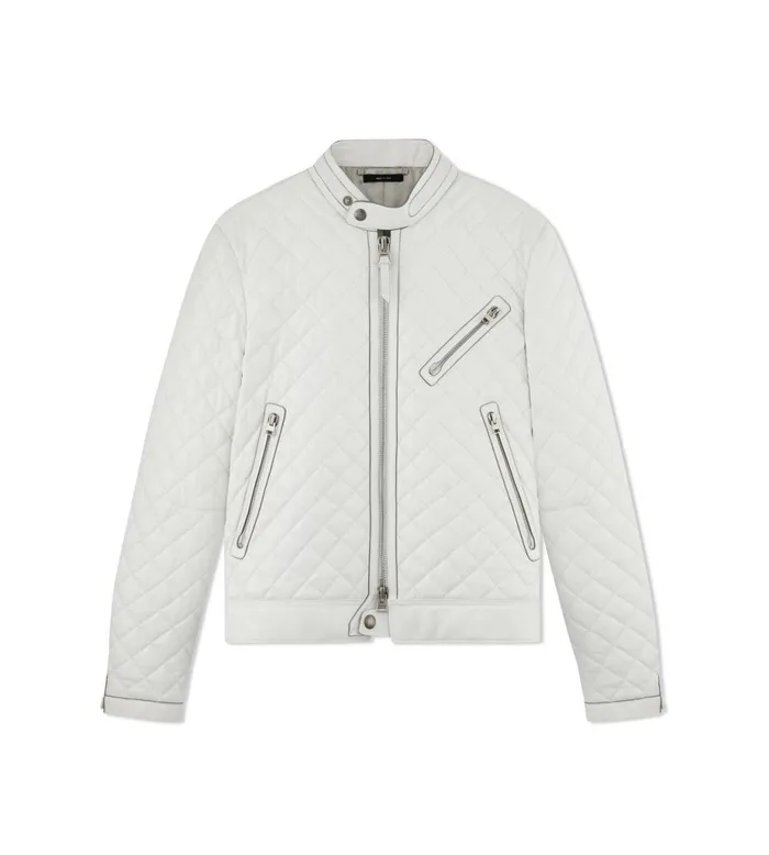 Men Outerwear Tom Ford Feather Nappa Quilted Caf Racer Ivory