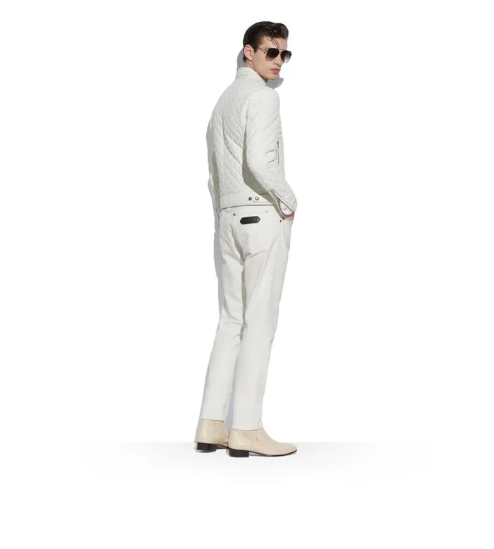 Men Outerwear Tom Ford Feather Nappa Quilted Caf Racer Ivory Men Outerwear Tom Ford Feather Nappa Quilted Caf Racer Ivory
