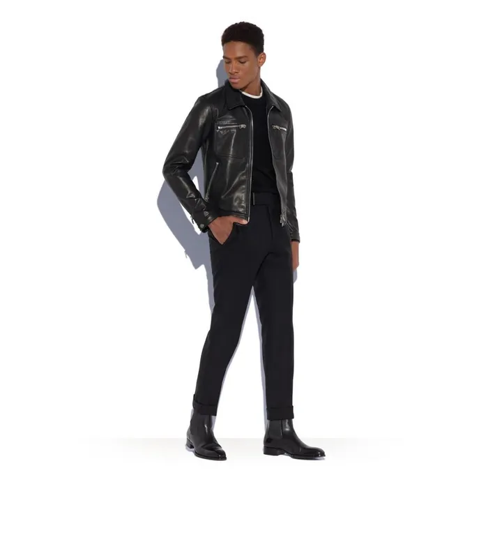Men Outerwear Tom Ford Icon Leather Zip Blouson Black Men Outerwear Tom Ford Icon Leather Zip Blouson Black