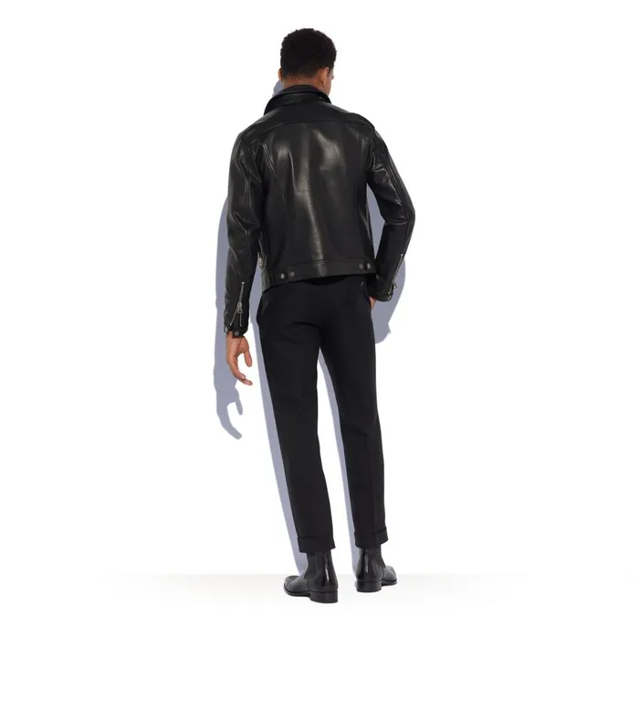 Men Outerwear Tom Ford Icon Leather Zip Blouson Black Men Outerwear Tom Ford Icon Leather Zip Blouson Black