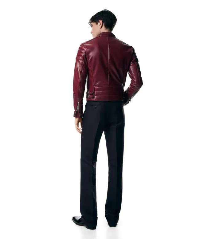 Men Outerwear Tom Ford Shiny Nappa Plonge Zip Biker Sundried Tomato Men Outerwear Tom Ford Shiny Nappa Plonge Zip Biker Sundried Tomato
