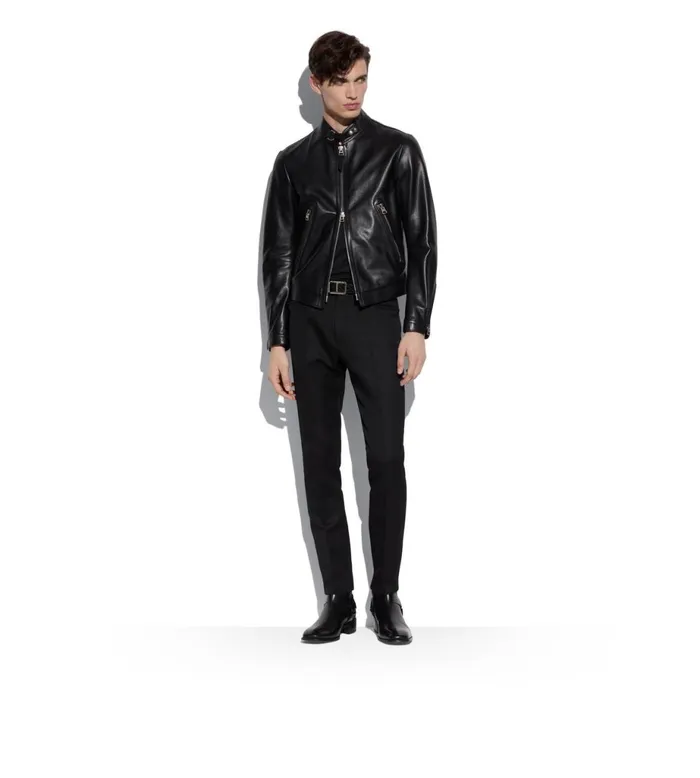Men Outerwear Tom Ford Soft Leather Cafe Biker Black Men Outerwear Tom Ford Soft Leather Cafe Biker Black