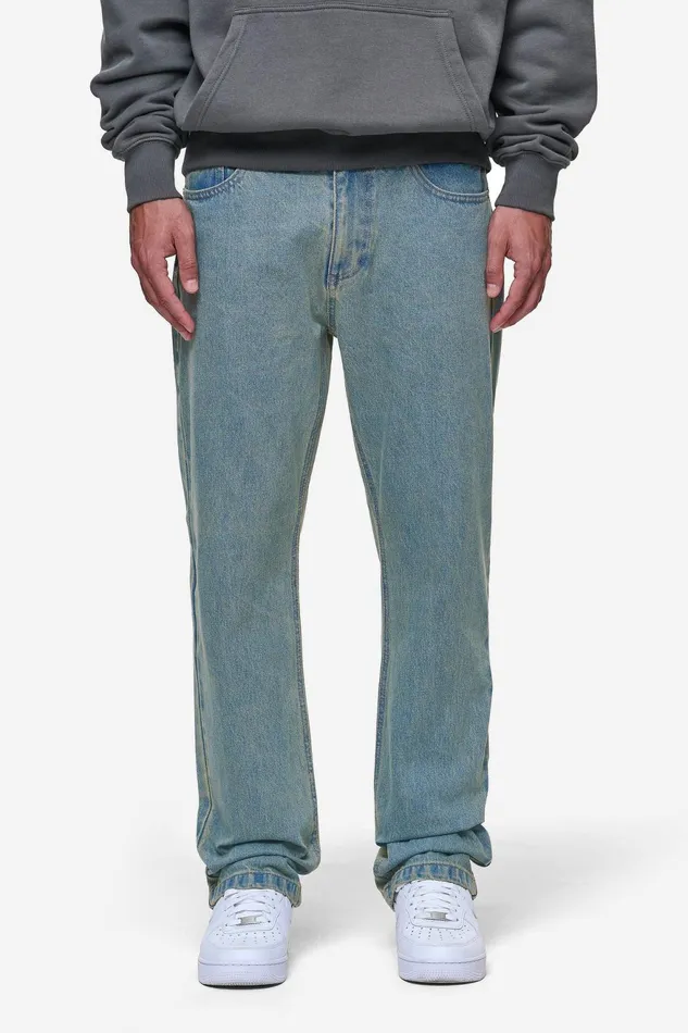Men Pegador Basic Bottoms Baures Straight Jeans Washed Vintage Blue