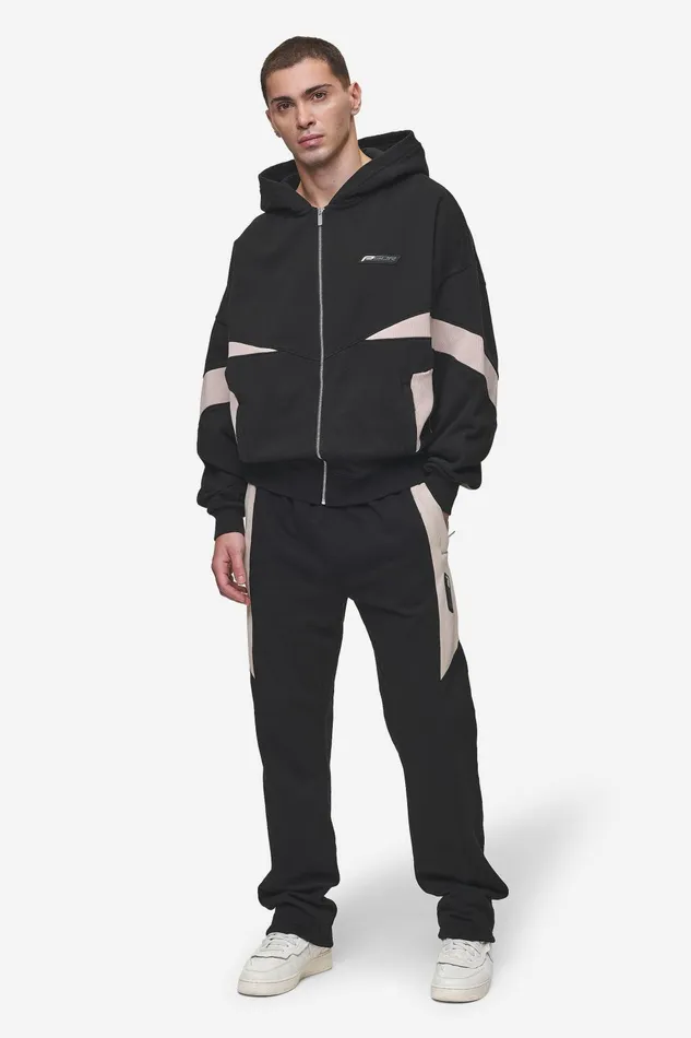 Men Pegador Hoodies Aderno Boxy Sweat Jacket Washed Black Light Beige Men Pegador Hoodies Aderno Boxy Sweat Jacket Washed Black Light Beige