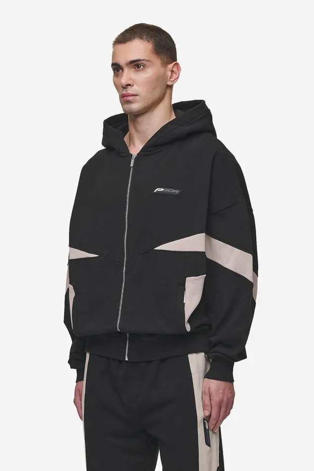 Men Pegador Hoodies Aderno Boxy Sweat Jacket Washed Black Light Beige Men Pegador Hoodies Aderno Boxy Sweat Jacket Washed Black Light Beige