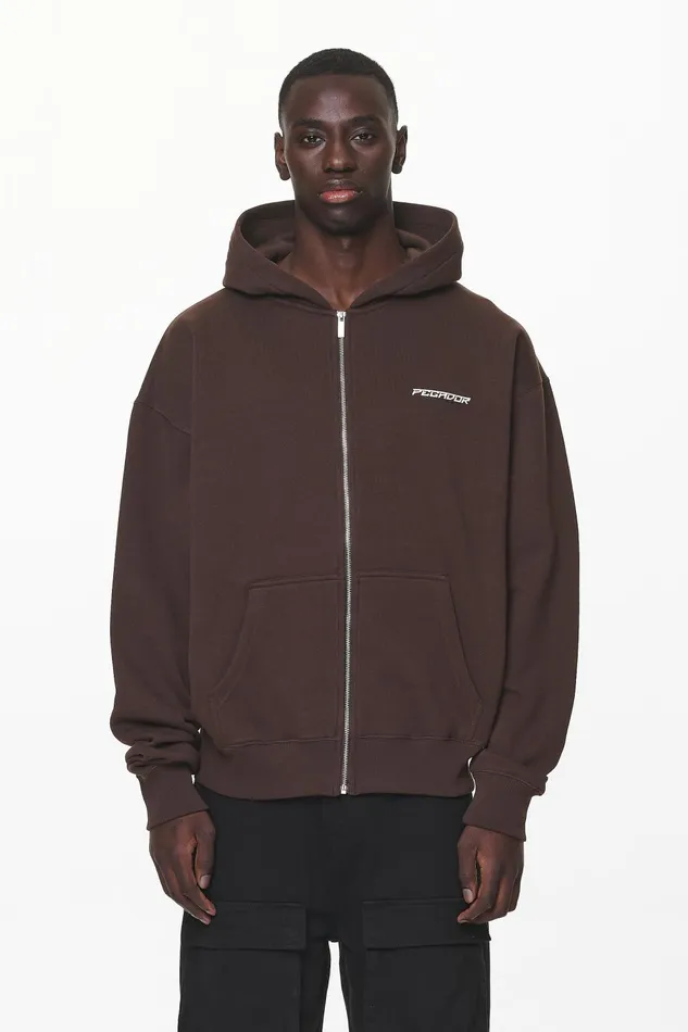 Men Pegador Hoodies Fenton Oversized Sweat Jacket Washed Oak Brown Men Pegador Hoodies Fenton Oversized Sweat Jacket Washed Oak Brown