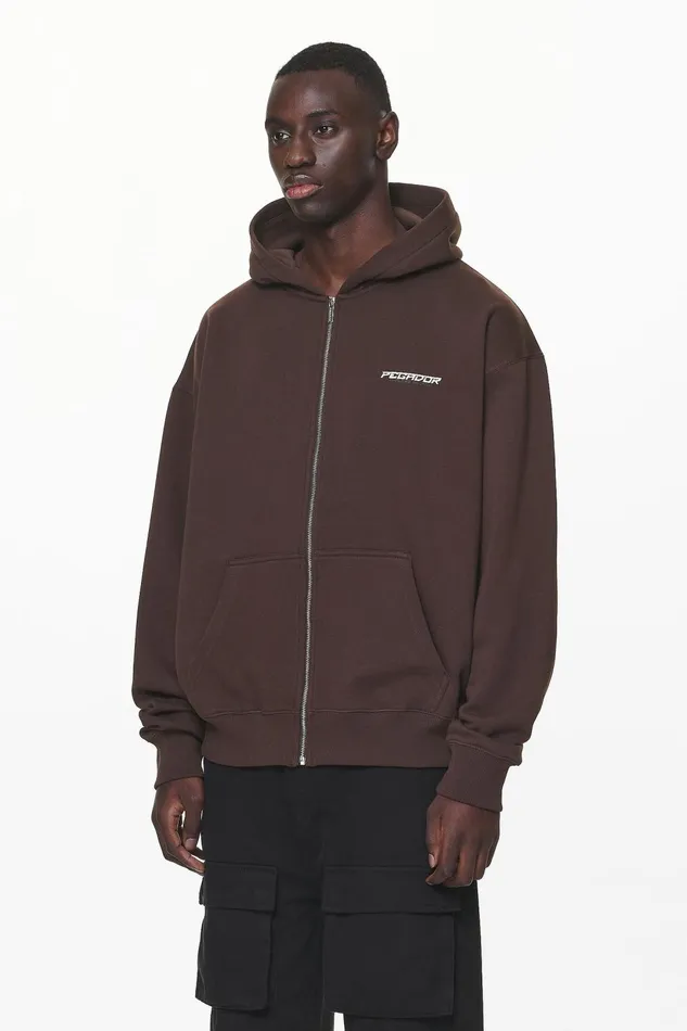 Men Pegador Hoodies Fenton Oversized Sweat Jacket Washed Oak Brown Men Pegador Hoodies Fenton Oversized Sweat Jacket Washed Oak Brown