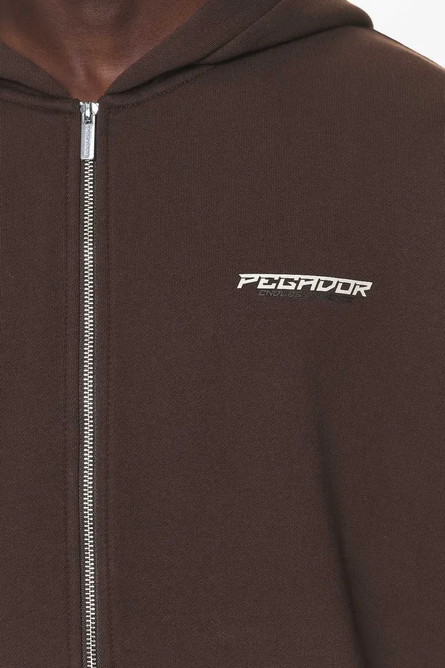 Men Pegador Hoodies Fenton Oversized Sweat Jacket Washed Oak Brown Men Pegador Hoodies Fenton Oversized Sweat Jacket Washed Oak Brown