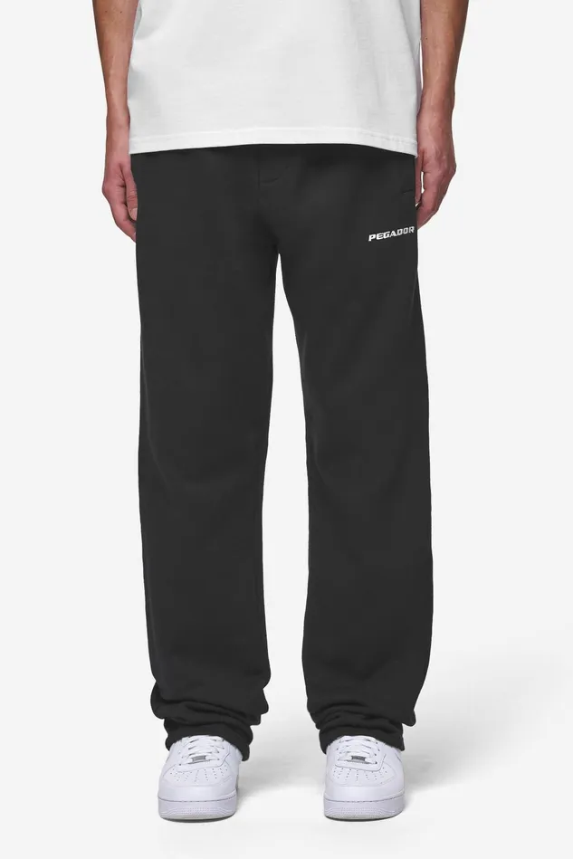Men Pegador Pants and Joggers Logo Wide Sweat Pants Washed Black