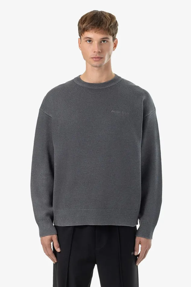 Men Pegador Sweaters Logo Oversized Ribbed Knit Sweater Dyed Black