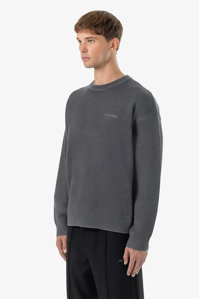 Men Pegador Sweaters Logo Oversized Ribbed Knit Sweater Dyed Black Men Pegador Sweaters Logo Oversized Ribbed Knit Sweater Dyed Black