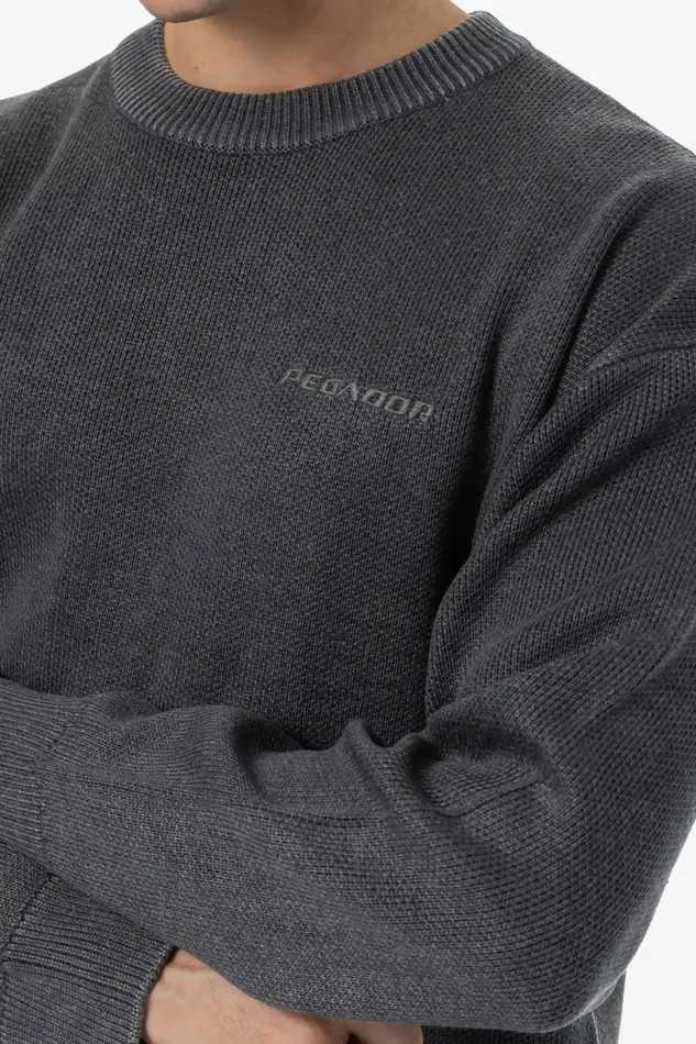 Men Pegador Sweaters Logo Oversized Ribbed Knit Sweater Dyed Black Men Pegador Sweaters Logo Oversized Ribbed Knit Sweater Dyed Black