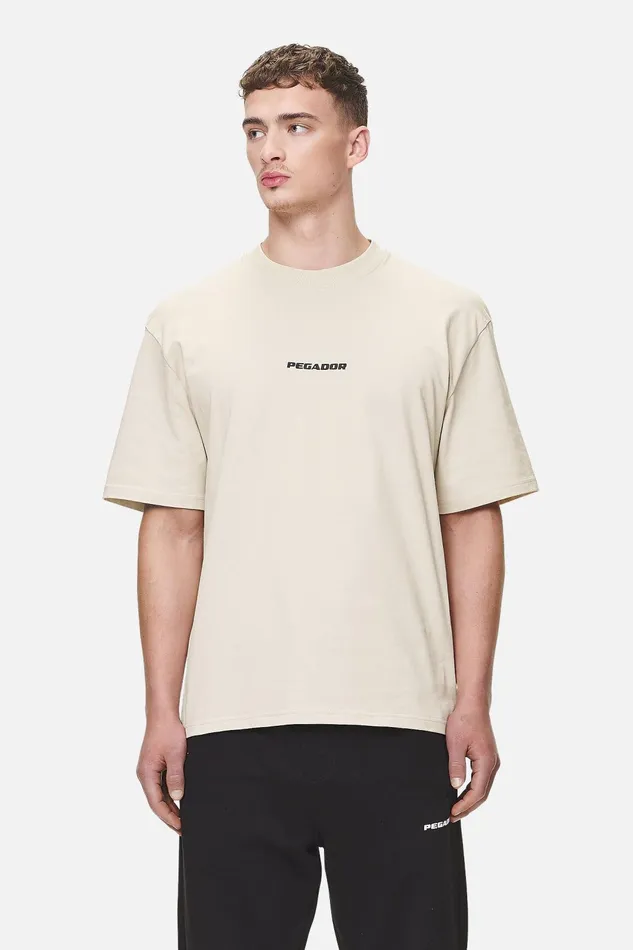 Men Pegador Tees Colne Logo Oversized Tee Washed Desert Sand Men Pegador Tees Colne Logo Oversized Tee Washed Desert Sand