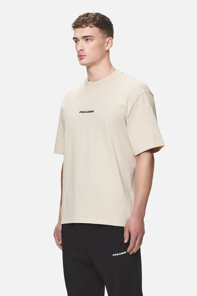 Men Pegador Tees Colne Logo Oversized Tee Washed Desert Sand Men Pegador Tees Colne Logo Oversized Tee Washed Desert Sand