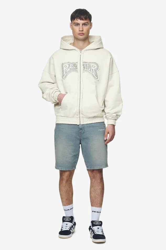 Men Pegador Zip Hoodies Avon Boxy Sweat Jacket Washed Salty Cream Men Pegador Zip Hoodies Avon Boxy Sweat Jacket Washed Salty Cream