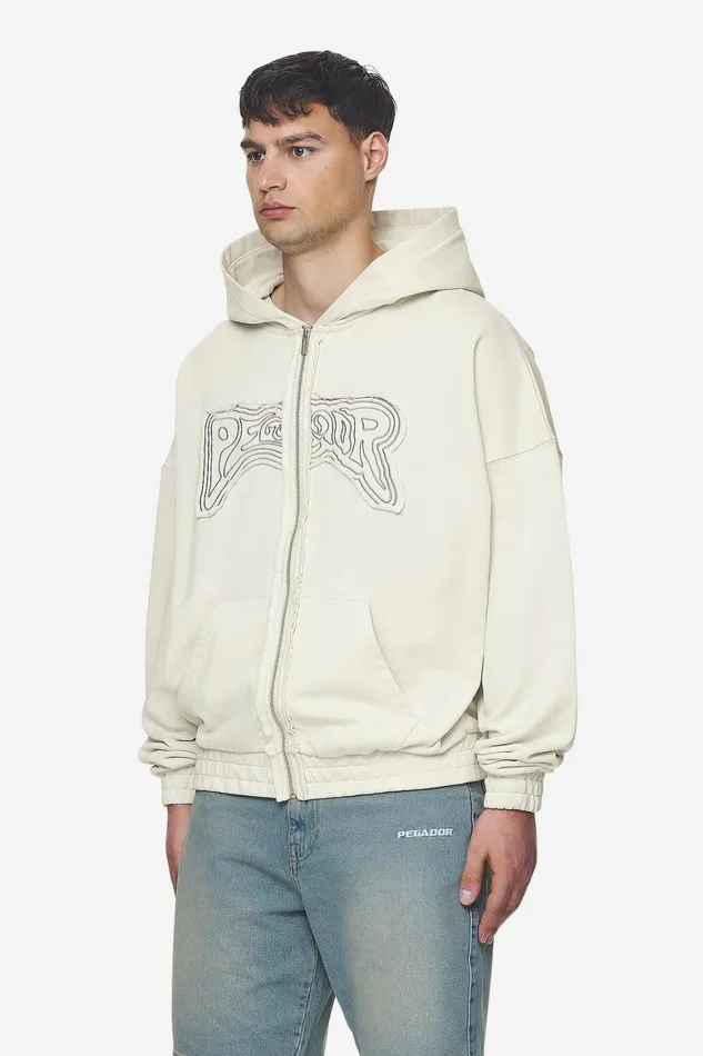 Men Pegador Zip Hoodies Avon Boxy Sweat Jacket Washed Salty Cream Men Pegador Zip Hoodies Avon Boxy Sweat Jacket Washed Salty Cream