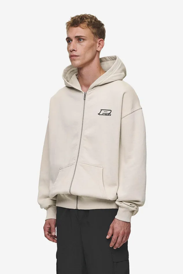 Men Pegador Zip Hoodies Fox Oversized Sweat Jacket Washed Light Beige Men Pegador Zip Hoodies Fox Oversized Sweat Jacket Washed Light Beige