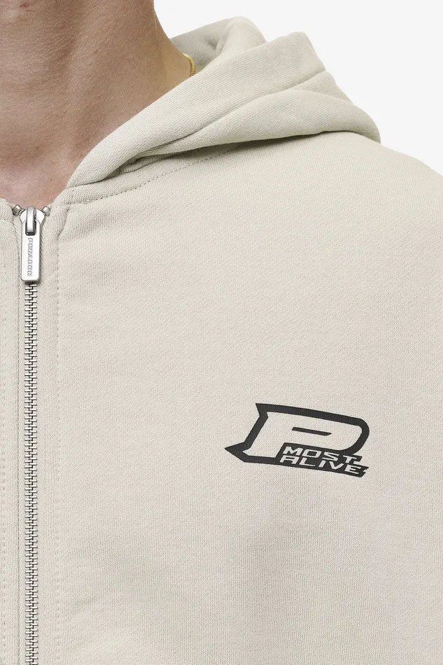 Men Pegador Zip Hoodies Fox Oversized Sweat Jacket Washed Light Beige Men Pegador Zip Hoodies Fox Oversized Sweat Jacket Washed Light Beige