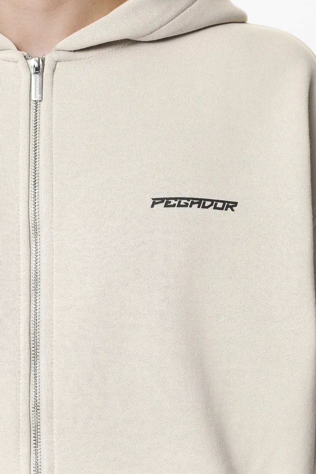 Men Pegador Zip Hoodies Gien Oversized Sweat Jacket Washed Dust Cream Men Pegador Zip Hoodies Gien Oversized Sweat Jacket Washed Dust Cream