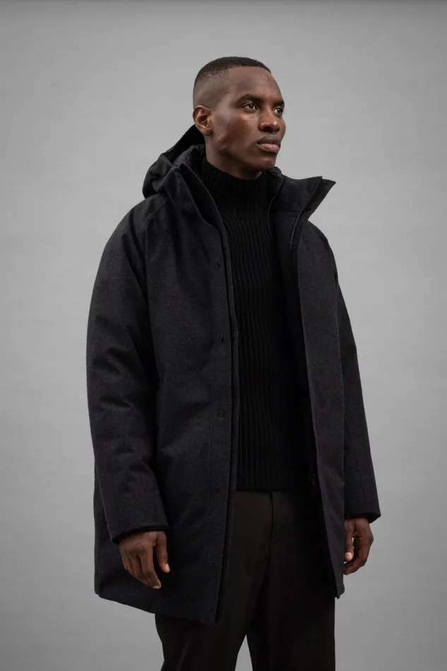 Men Rokkvi 60 GoreTex Wool Down Jacket Charcoal Melange Norse Projects Outerwear