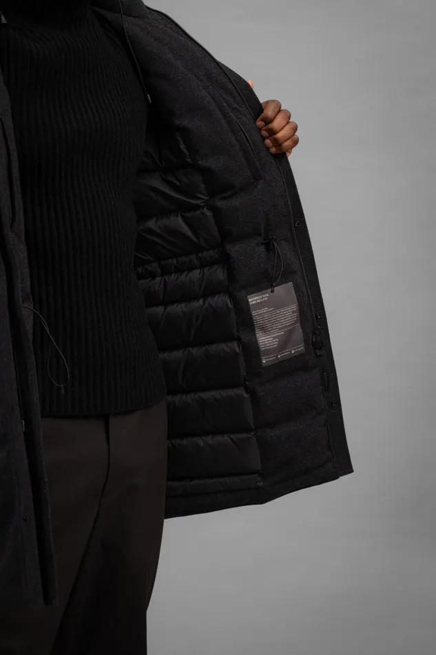Men Rokkvi 60 GoreTex Wool Down Jacket Charcoal Melange Norse Projects Outerwear