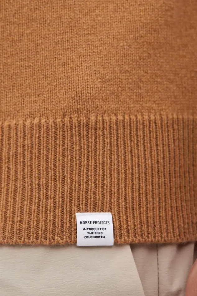 Men Sigfred Merino Lambswool Sweater Camel Norse Projects Knitwear