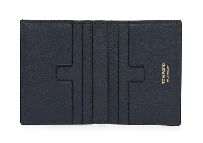 Men Small Leather Goods Tom Ford Small Grain Leather Folding Cardholder Midnight Blue Men Small Leather Goods Tom Ford Small Grain Leather Folding Cardholder Midnight Blue