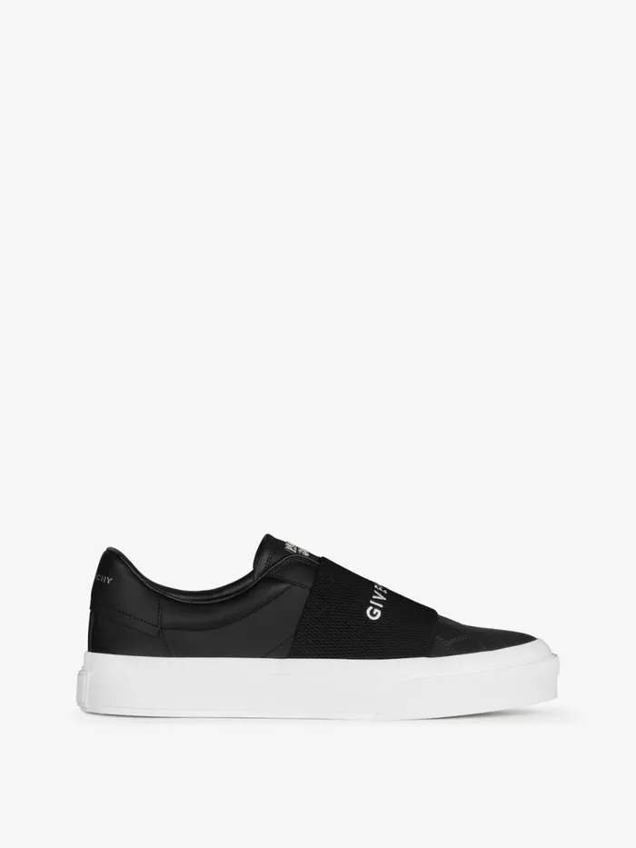 Men Sneakers Givenchy City Sport Sneakers In Leather With GIVENCHY Strap Black