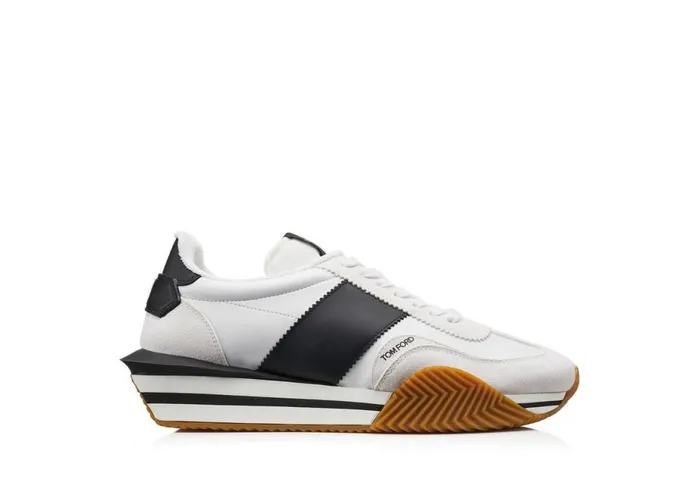 Men Sneakers Tom Ford Suede EcoFriendly Material James Sneaker Whiteblack Cream