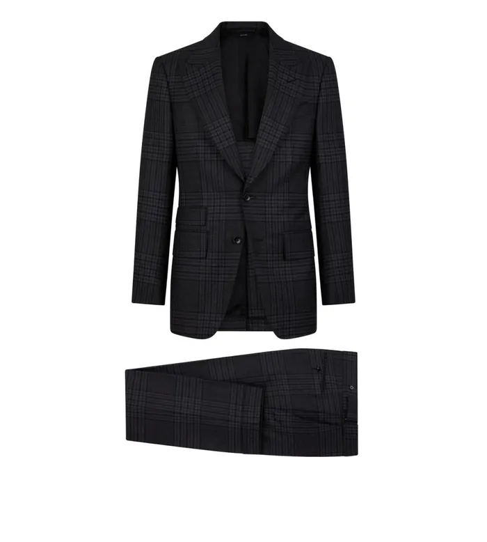 Men Suits Tom Ford Grand Check Shelton Suit Grey
