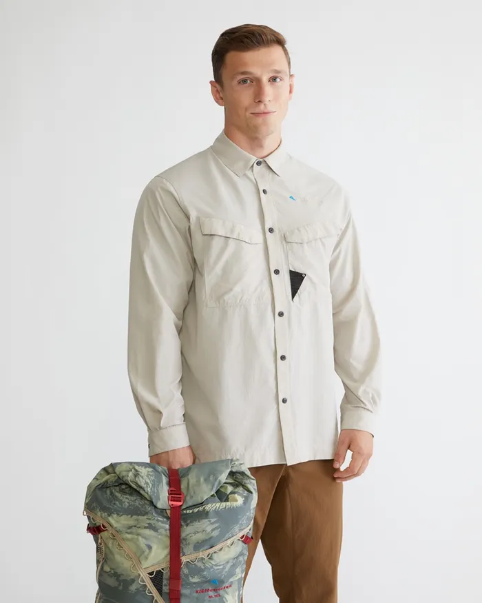 Men Syn Long Sleeve Shirt Silver Creme Klttermusen Shirts