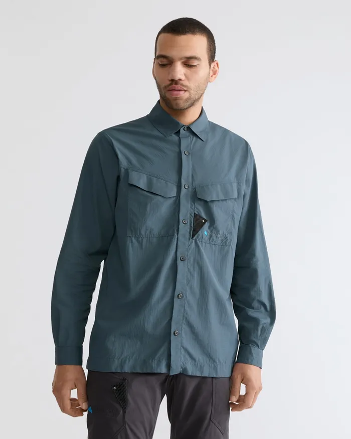 Men Syn Long Sleeve Shirt Thistle Blue Klttermusen Shirts