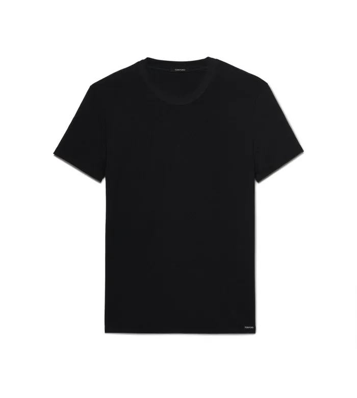 Men TSHIRTS Tom Ford Cotton Modal Crewneck TShirt Black
