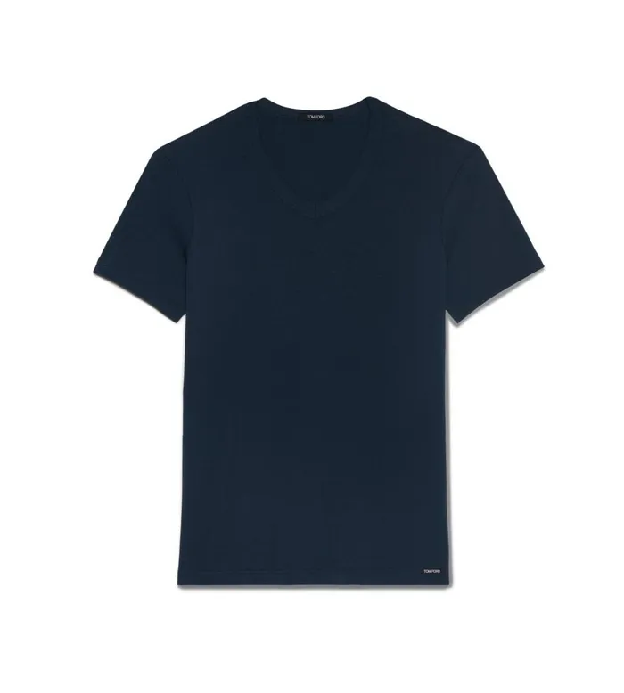 Men TSHIRTS Tom Ford Cotton VNeck TShirt Navy