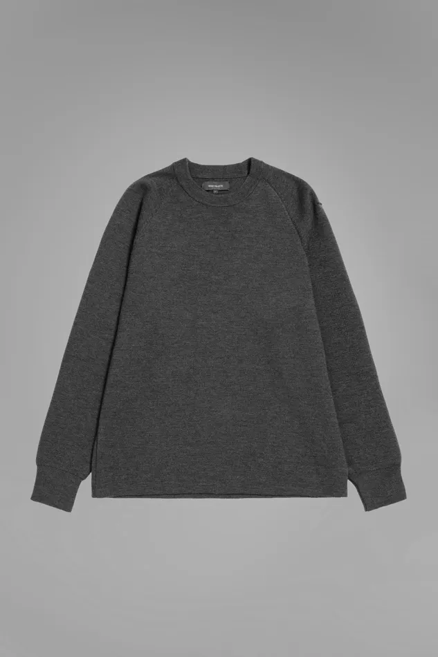 Men Tech Merino Milano Crew Charcoal Melange Norse Projects Knitwear