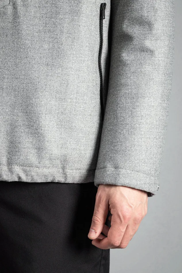 Men Technical Jacket Loro Piana Clima System Wool Light Grey Melange Norse Projects Outerwear