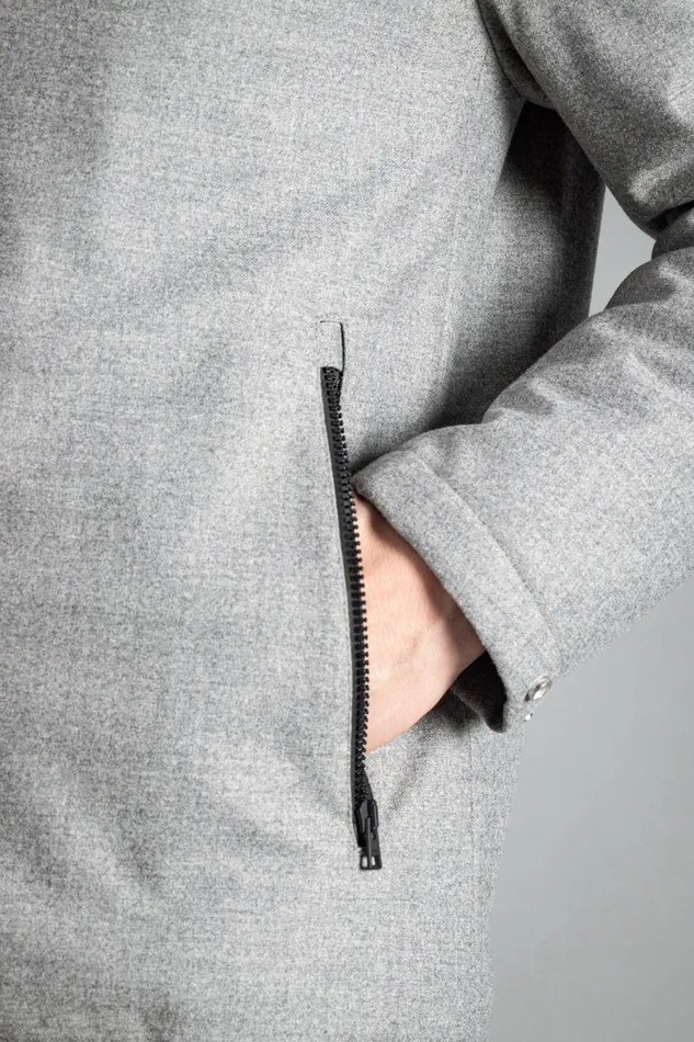 Men Technical Jacket Loro Piana Clima System Wool Light Grey Melange Norse Projects Outerwear