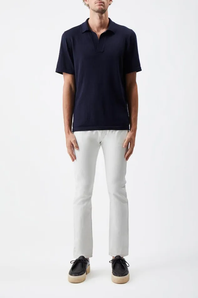 Men Tops Gabriela Hearst Stendhal Knit Short Sleeve Polo In Dark Navy Cashmere