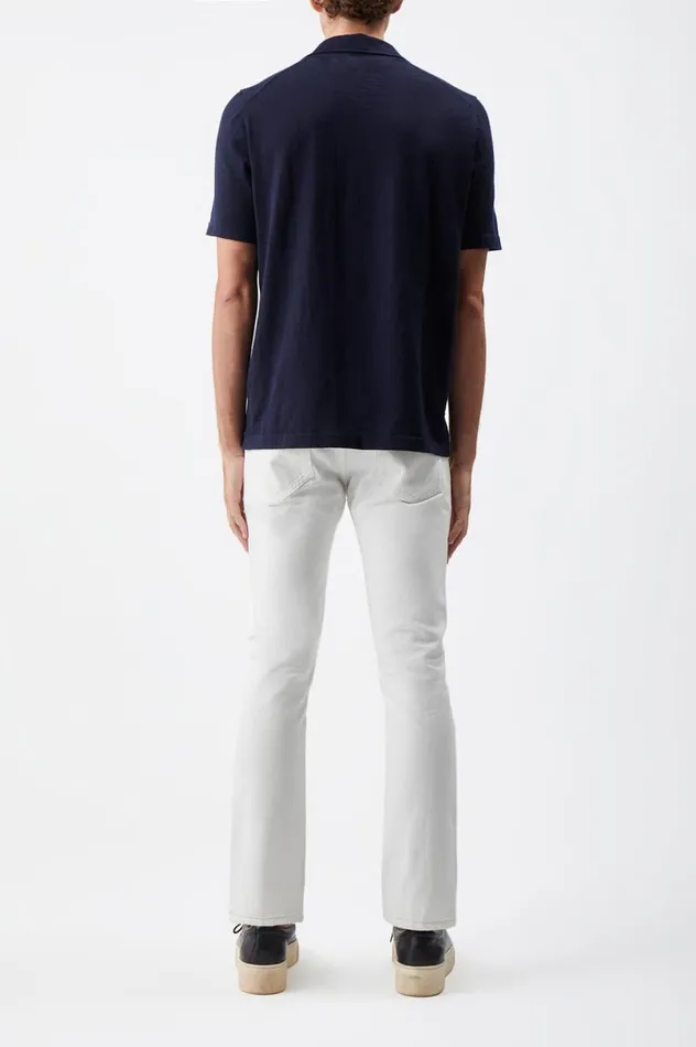 Men Tops Gabriela Hearst Stendhal Knit Short Sleeve Polo In Dark Navy Cashmere