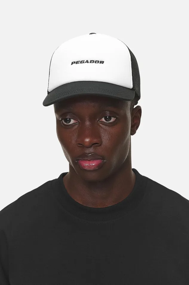 MenWomen Pegador Caps and Hats Logo Baseball Trucker Cap White Black MenWomen Pegador Caps and Hats Logo Baseball Trucker Cap White Black