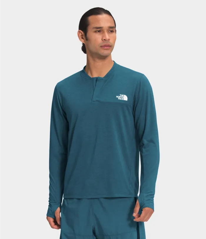 Mens The North Face Active Tops Active Trail Henley Mallard Blue
