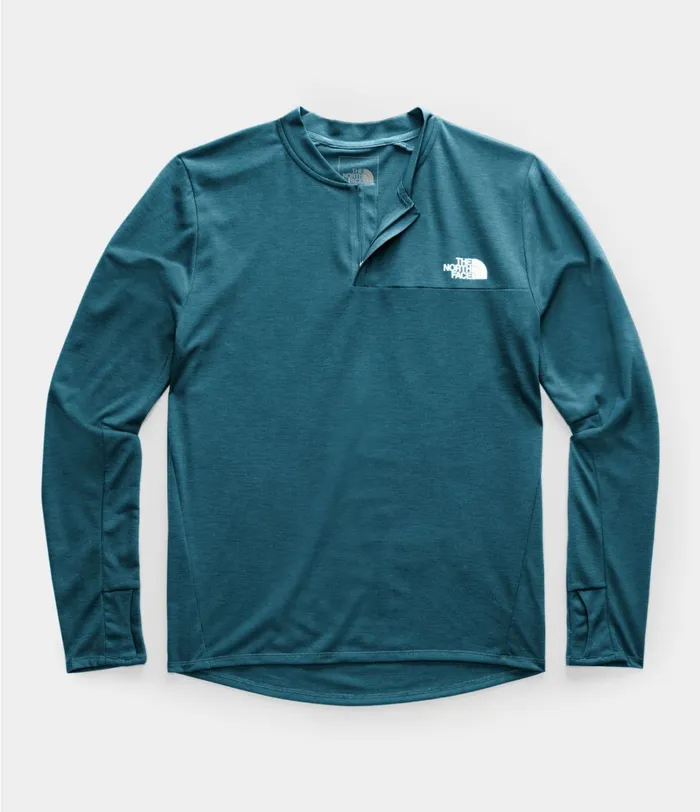 Mens The North Face Active Tops Active Trail Henley Mallard Blue