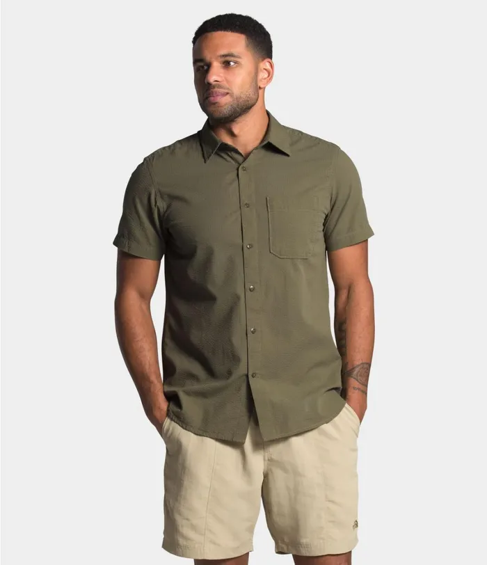 Mens The North Face Shirts and Polos Short Sleeve Baytrail Pattern Shirt Burnt Olive Green Mens The North Face Shirts and Polos Short Sleeve Baytrail Pattern Shirt Burnt Olive Green