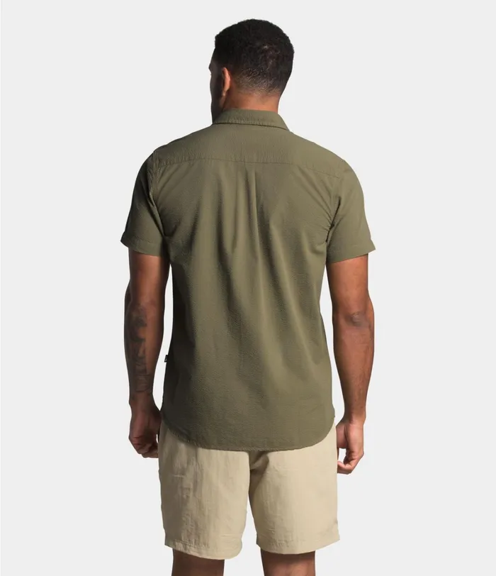 Mens The North Face Shirts and Polos Short Sleeve Baytrail Pattern Shirt Burnt Olive Green